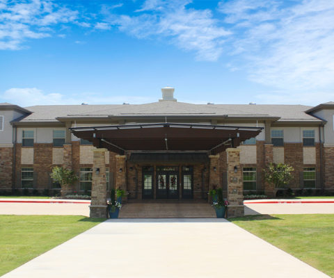 Exterior building of senior living facility in Keller, Texas