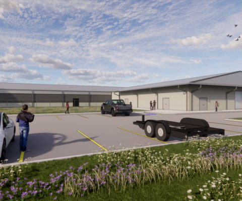 Rendering of a new indoor extracurricular building for Keller ISD