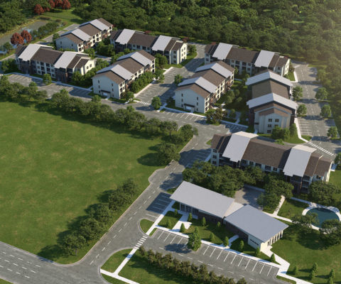 Aerial view of Trinity Groves new multifamily apartments